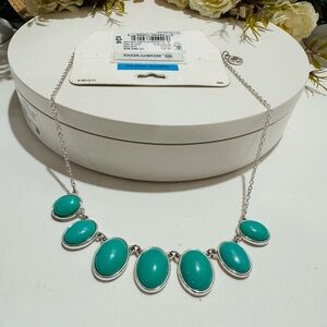 Liz Claiborne Silver Necklace with Turquoise Accents